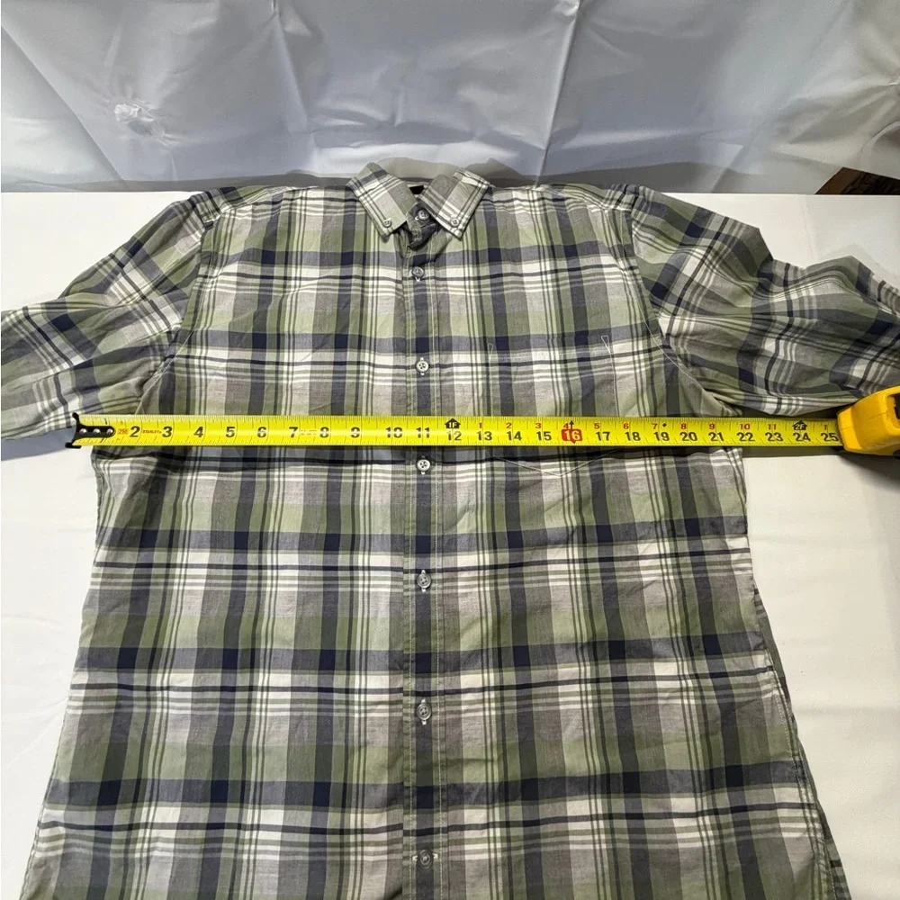 Banana Republic Men's Green and‎ Blue Plaid Shirt